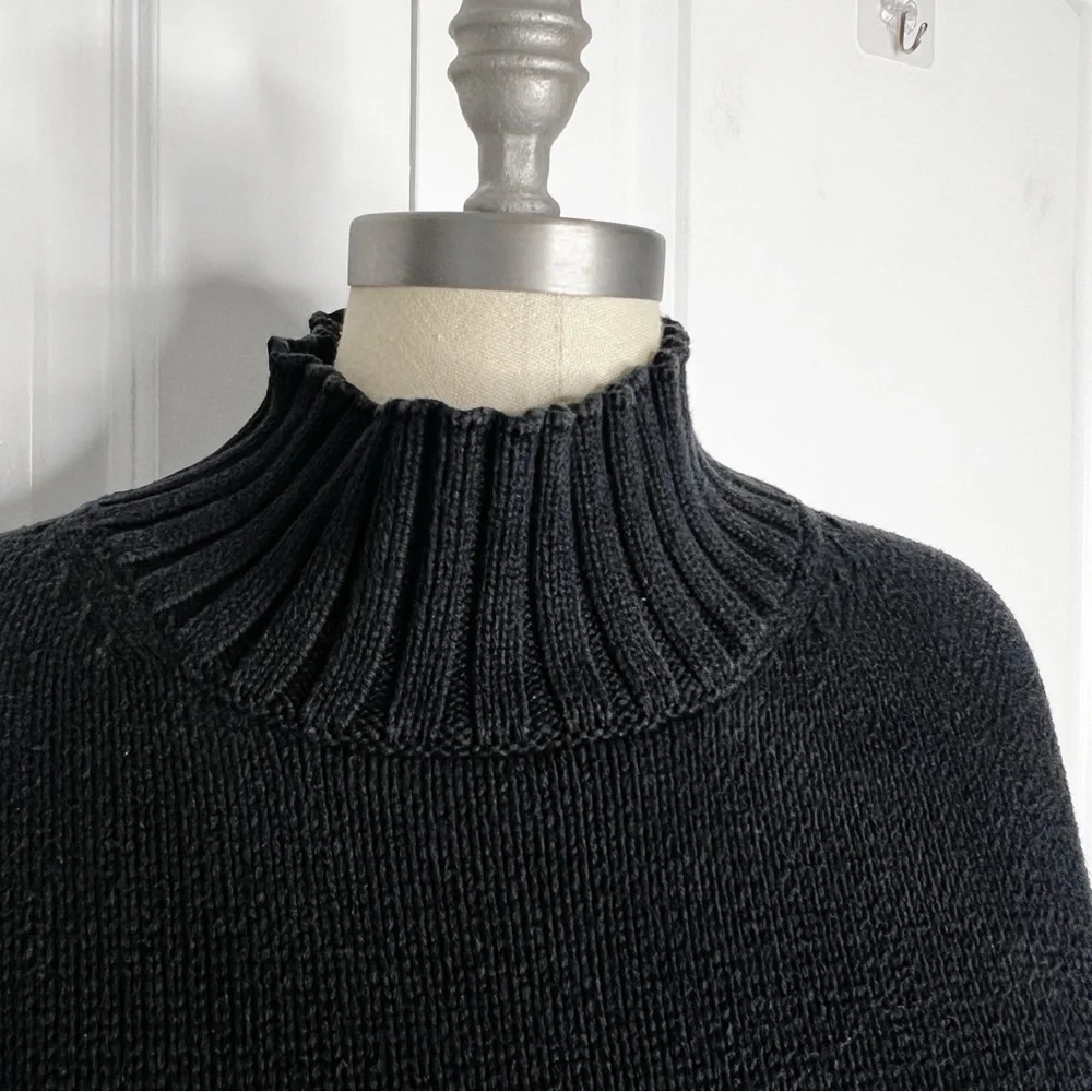 J. Crew Cotton turtleneck sweater Black Size Large